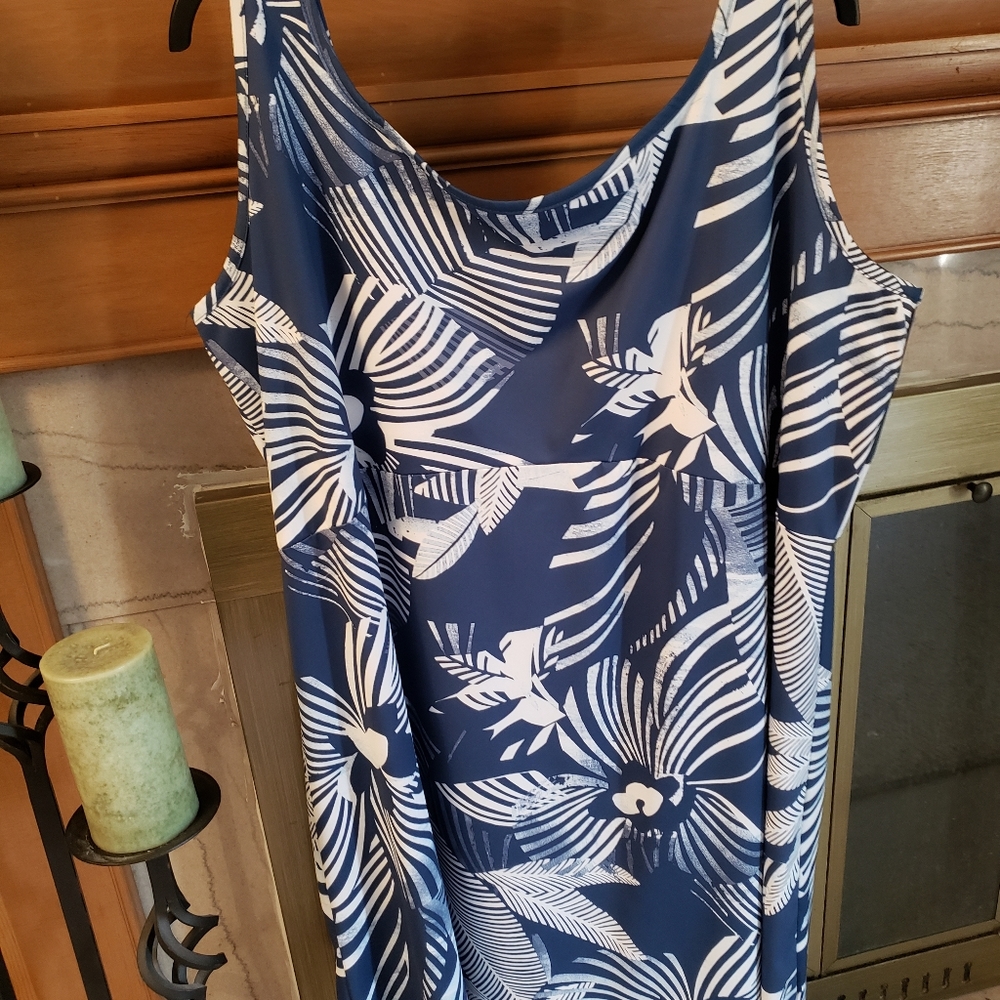 Columbia Blue and White Tropical Dress